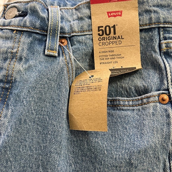 Levi's 501 Selvedge Two-Tone High Rise Cropped Jeans NWT Size 28 - Picture 4 of 4